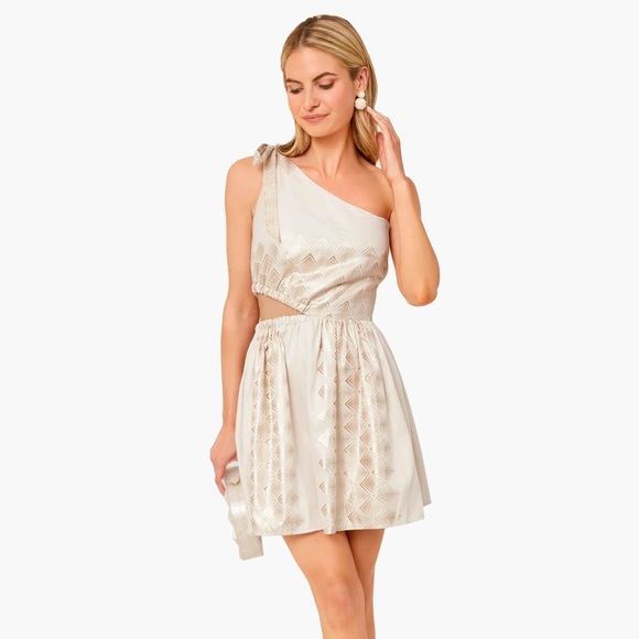 Tuckernuck Kasia Mykonos Gold One-Shoulder Dress - Picture 1 of 5